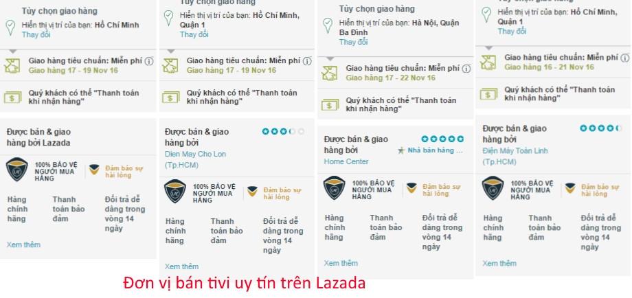 Một số đơn vị bán tivi uy tín trên Lazada