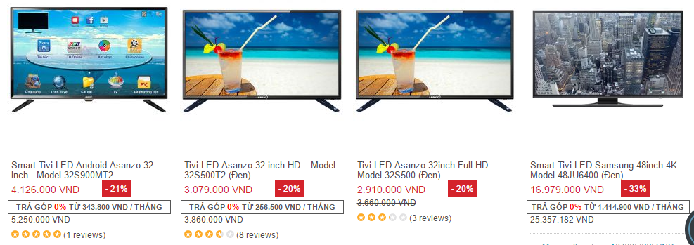 Mua tivi trên Lazada có chương trình bán trả góp với lãi suất 0%?