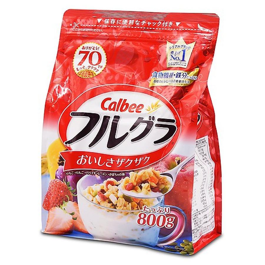 Ngu coc Calbee loai bao bi mau do 800gr