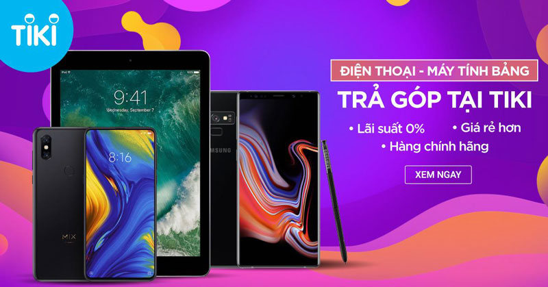 Hướng dẫn mua hàng trả góp trên Tiki 0% lãi suất