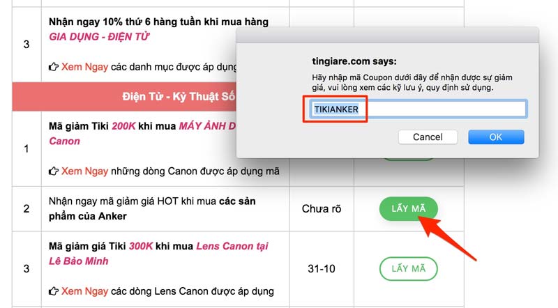 Nhấn nút lưu để lưu mã giảm giá vào ví