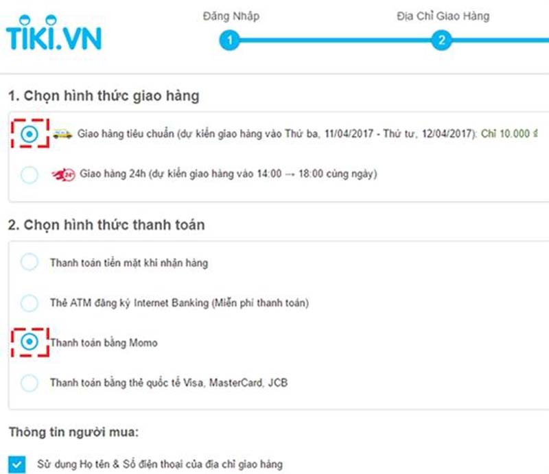  Ví điện tử Momo là một trong các đối tác thanh toán của Tiki