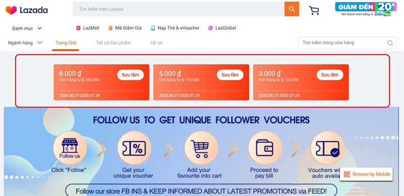 Voucher tích lũy Lazada