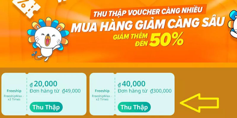 Cách lấy mã freeship lazada tại mục mã giảm giá