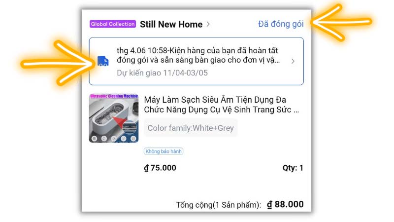 Thông tin tình trạng đơn hàng cập nhật liên tục 