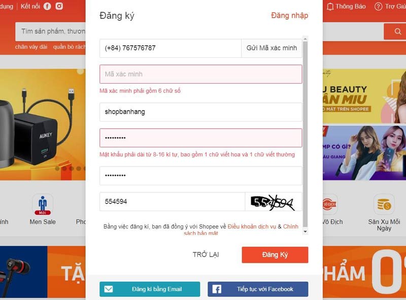 Đăng ký, đăng nhập tài khoản Shopee trên máy tính