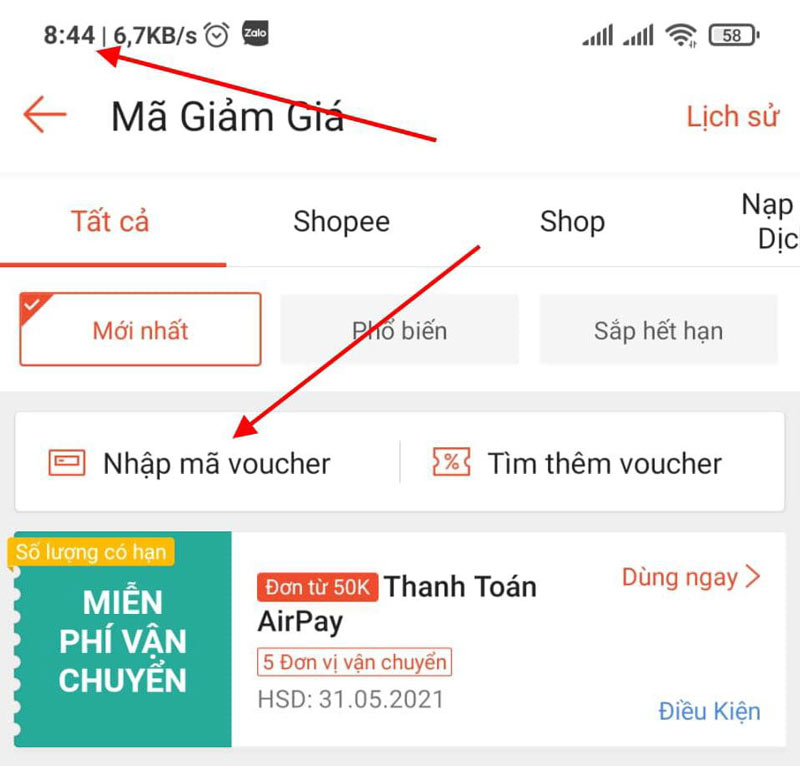 Mã giảm giá của Shop