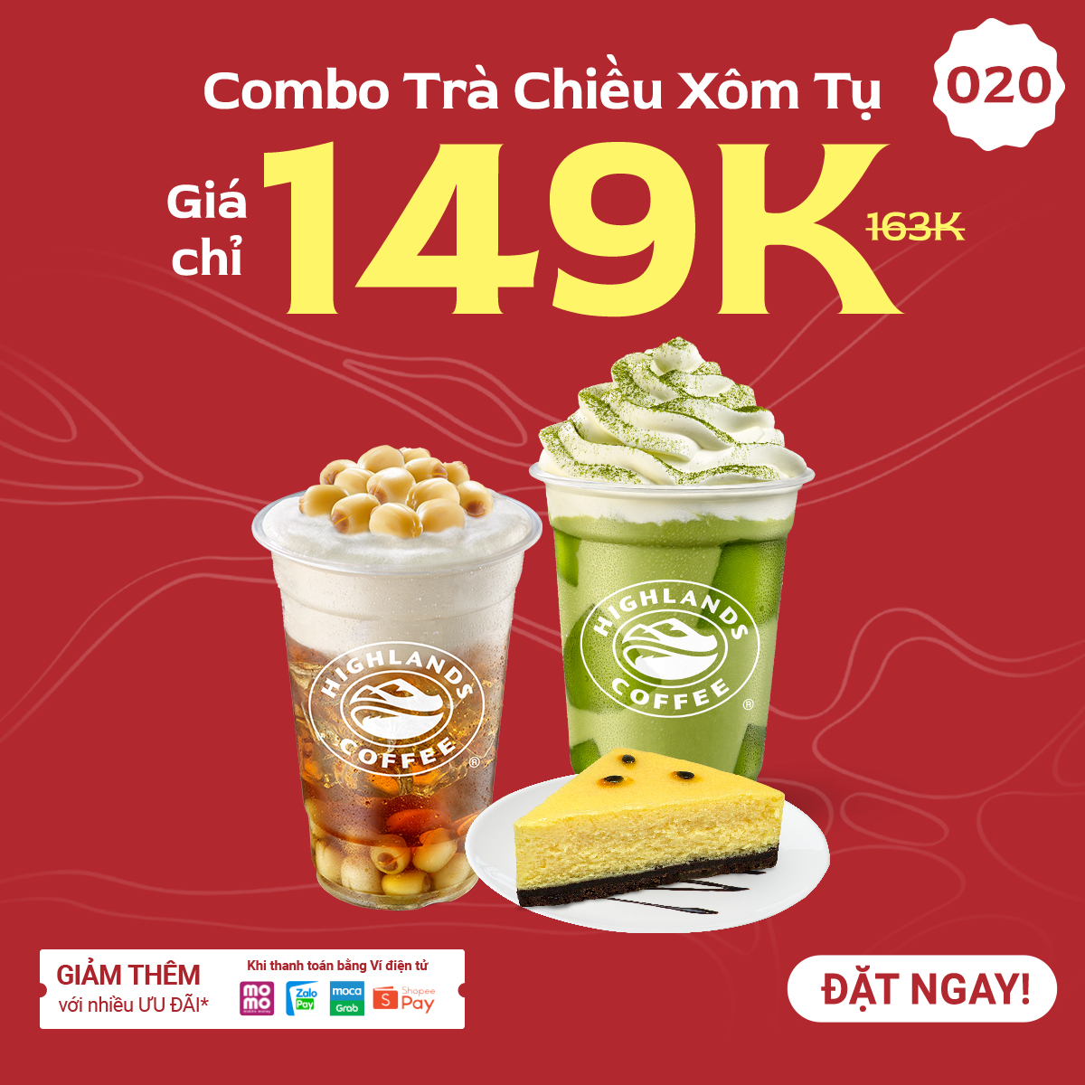 Mua Combo ưu đãi chỉ 149K (Giá gốc: 163K) bao gồm: 1 ly Freeze bất kì cỡ lớn + 1 ly Trà bất kì cỡ lớn + 1 Bánh giá 29K.